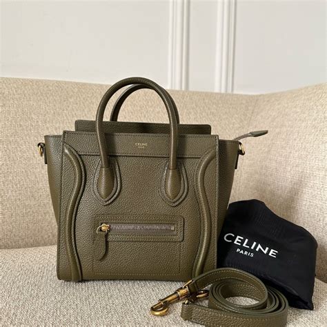 celine nano luggage olive green